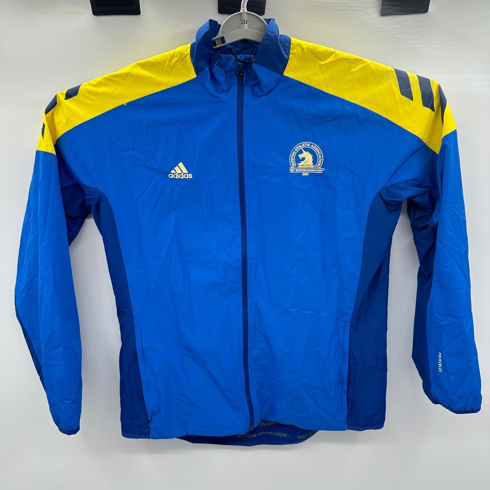 Adidas 125th Boston Marathon 2021 Primeblue Aeroready Jacket Blue Yellow Large L
